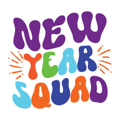 Print new year squad illustration.