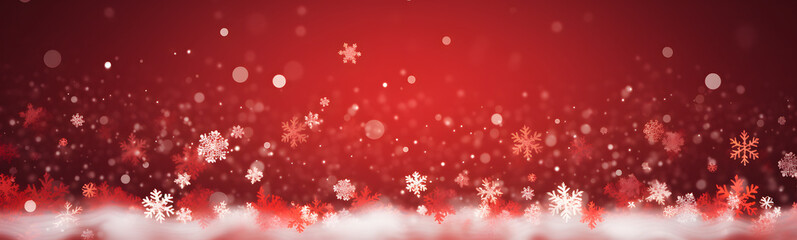 Fototapeta na wymiar Schnee, Eiskristall, Schneefall zu Weihnachten im Winter vor rotem Hintergrund 