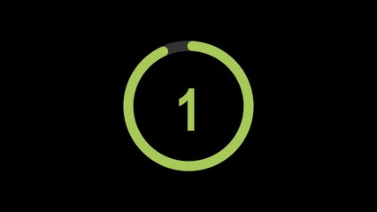 animated countdown timer five seconds to zero. futuristic rotating circles digital countdown timer with transparent background.