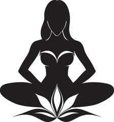 IlluminaZen Black Logo with Serene Yoga Woman Harmony Hues Yoga Pose Woman Vector Design