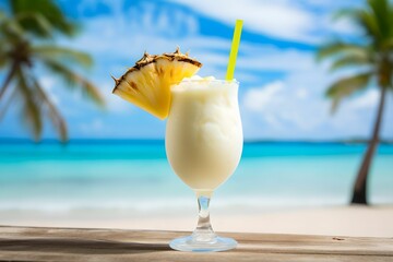 Tropical Pina Colada Bliss, cocktail, tropical beach, refreshing, refreshing
