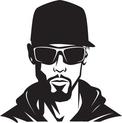 Sunny Silhouette Man in Cap Vector Logo Spectacle Chic Capsule A Vector Logo Journey with Sunglasses