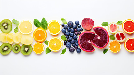 Creative layout made of fruits on white background