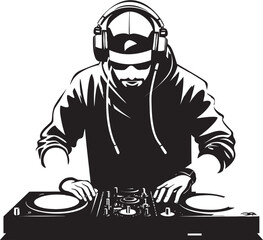 Sonic Swag Cool Black DJ Player Icon Rhythm Reverie DJ Player Vector in Black Brilliance