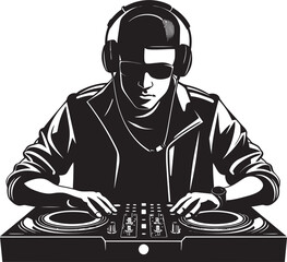 Urban Beats Stylish Black DJ Player Icon Sonic Shadows Cool Black DJ Man Vector Logo