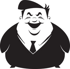Round Rebel Black Logo Design of a Portly Character Obese Oracle Vector Logo Symbolizing Weight Issues