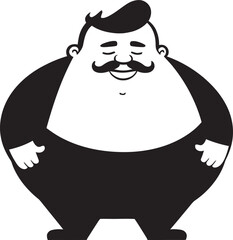 Curves Unleashed Black Logo of a Rotund Gentleman Plump Power Iconic Vector Logo for Obesity Advocacy