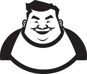 Girth Guru Logo Design of a Hefty Man in Black Chonky Champion Black Vector Logo for Obesity Awareness