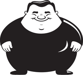 Weighty Wisdom Black Vector Logo Emphasizing Obesity Girth Guru Logo Design of a Hefty Man in Black