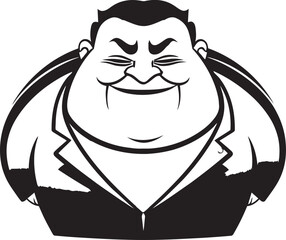 Chubby Charm Dark Icon for Plumpness Awareness Rotund Revolution Black Logo of a Stout Gentleman