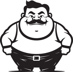 Girth Guru Black Icon for Obesity Awareness Chonky Champion Dark Vector Logo of a Plump Figure