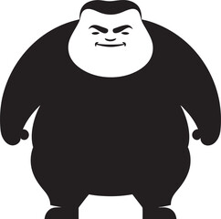 Chonky Charm Dark Icon Illustrating Weight Issues Hefty Harmony Vector Logo of a Plump Gentleman in Black