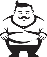 Sleek Chonk Stylish Black Logo of a Plump Figure Plump Persona Vector Logo for Obesity Awareness