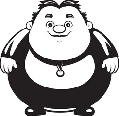 Weighty Wonders Black Vector Logo of a Stout Man Obesity Odyssey Fat Man Icon in Dark Vector
