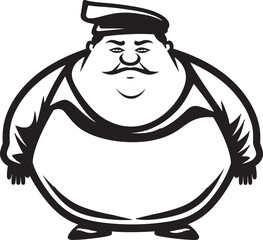 Pudgy Power Dark Icon for Obesity Advocacy Obese Opus Black Logo of a Stylish Fat Man