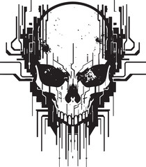 Electric Elegance 80 Style Cyberpunk Logo Synthwave Specter Vector Skull Design
