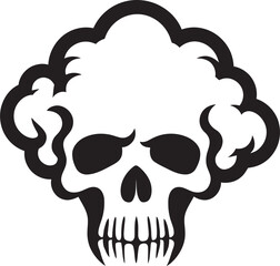 Ethereal Enigma Vector Logo with Cloudy Skull Mystic Mist Black Skull in Cloud Emblem