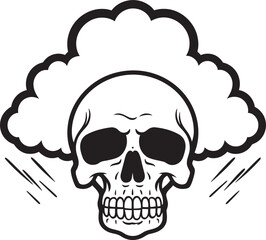 Obsidian Omen Black Logo with Skull in Cloud Nimbus Nocturne Cloud Shaped Skull Vector Emblem