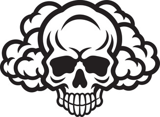 Ephemeral Elegance Cloud Shaped Skull Symbol Hazy Haunt Black Logo with Skull Cloud