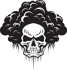 Mystic Mist Vector Logo with Cloudy Skull Nebulous Nexus Black Skull in Cloud Icon Design