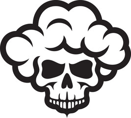Phantom Plume Black Skull in Cloud Insignia Shadow Nimbus Cloud Shaped Skull Vector Logo