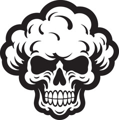Dark Nebula Cloud Shaped Skull Insignia Enigmatic Evanesce Black Logo with Skull Cloud