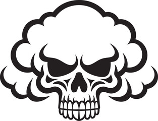 Ephemeral Elegance Skull Vector in Cloud Design Hazy Haunt Cloud Shaped Black Skull Symbol
