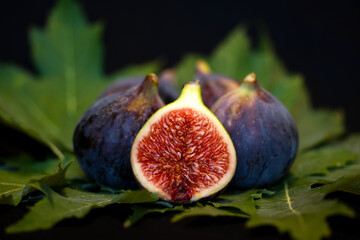 fresh figs on a wooden table