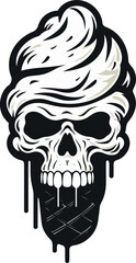 Iced Elegance Black Logo with Skull Cone Frostbitten Fright Ice Cream Cone Shaped Skull