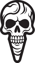 Subzero Swirl Ice Cream Cone Skull Emblem Chilling Cone Black Logo Design with Skull Cone