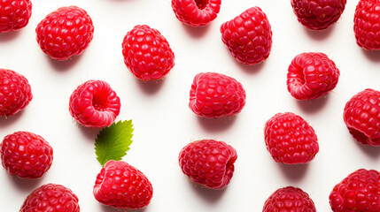 Creative layout made of raspberry on white background