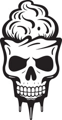 Lethal Lick Ice Cream Cone Logo in Black Shiver Sphere Skull Cone Vector Emblem