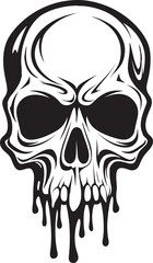 Eerie Emanation Black Slime Logo with Skull Sinister Seepage Melting Skull Slime Icon Design