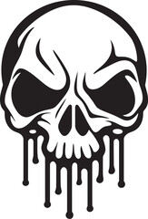 Liquefied Legacy Melting Slime Skull Icon Vector Shadowy Slop Black Slime Logo with Skull Drip