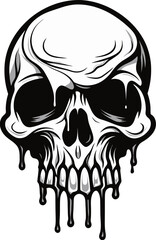 Ooze Odyssey Black Logo with Skull Slime Drip Inky Infiltrator Melting Skull Slime Vector