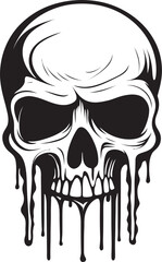 Cryptic Creep Melting Skull Slime Icon Vector Abyssal Amalgam Black Slime Logo with Skull Drip