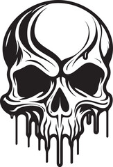 Obsidian Ooze Vector Slime with Melting Skull Dystopian Drip Melting Slime Skull Emblem