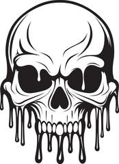 Cryptic Creep Melting Slime Skull Icon Vector Abyssal Amalgam Black Slime Logo with Skull Drip