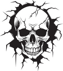 Phantom Fissure Black Logo with Skull in Wall Mystic Masonry Cracked Wall Skull Icon Design