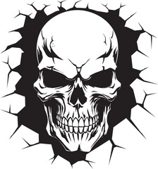 Cryptic Crevice Vector Skull in Wall Crack Symbol Whispering Wall Black Logo with Peeping Skull
