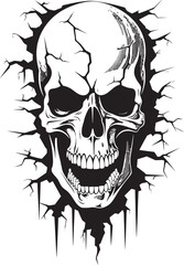 Ethereal Fissure Cracked Wall Skull Emblem Vector Sentinel Skull Black Shield Logo Vector