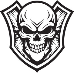 Vigilant Vault Skull in Black Shield Logo Obsidian Sentinel Shield Vector with Skull