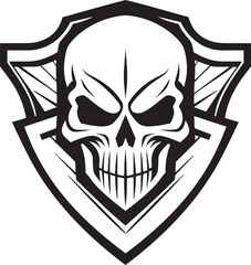 Dark Guardian Vector Skull Shield Emblem Skull Bastion Black Logo with Shield Design