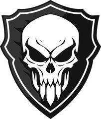 Ebony Rampart Shield Vector with Skull Stealth Guardian Black Logo with Skull Shield
