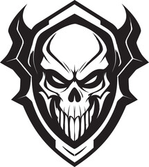 Ebon Rampart Shield Shaped Black Skull Defiant Defender Skull Shield Emblem Vector