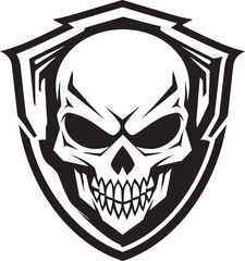 Sentinel Sanctuary Black Shield Logo with Skull Defiant Deflector Shield Shaped Skull Vector