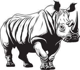 Prowess Unveiled Black Rhino Logo Structure Bold Strokes Rhino Skeleton Icon in Black