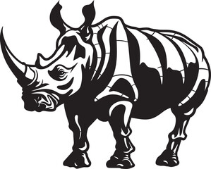 Graceful Dominance Rhino Skeleton in Black Vector Vigor Black Rhino Logo Framework