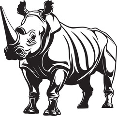 Timeless Force Black Rhino Vector Symbol Graceful Dominance Rhino Skeleton in Black