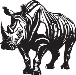 Sculpted Strength Black Rhino Vector Emblem Ingenious Outline Rhino Skeleton Logo in Black
